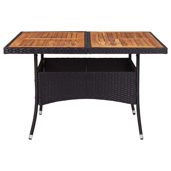 vidaXL Tuintafel poly rattan en massief acaciahout zwart