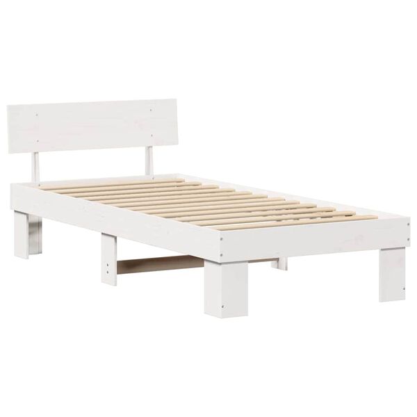 vidaXL Bedframe met hoofdeinde Wit 100 x 200 cm Massief grenenhout
