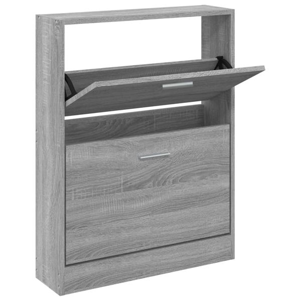 vidaXL Schoenenkast 59x17x81 cm bewerkt hout grijs sonoma