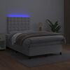 vidaXL Boxspring met matras en LED kunstleer wit 120x200 cm