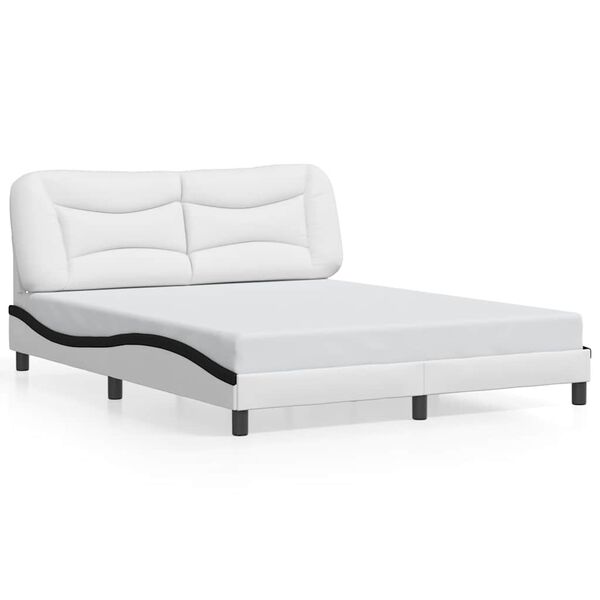 vidaXL Bedframe zonder matras "Hvar" kunstleer zwart en wit 160x200 cm