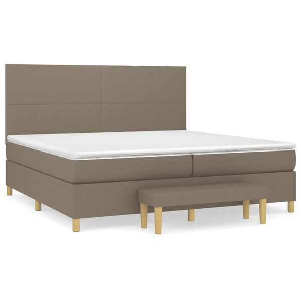 vidaXL Boxspring met matras stof taupe 200x200 cm