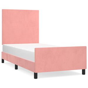 vidaXL Bedframe met hoofdeinde fluweel roze 90x190 cm