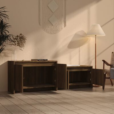 vidaXL Tv-meubel 146,5x35x50 cm bewerkt hout bruin eikenkleur