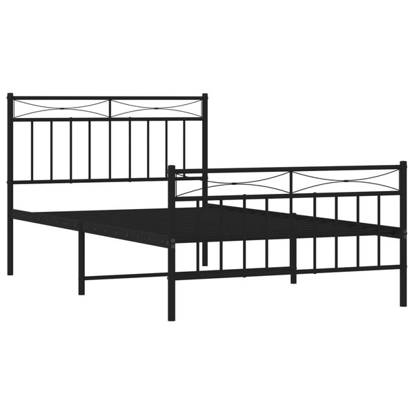 vidaXL Bedframe met hoofd- en voeteneinde metaal zwart 107x203 cm