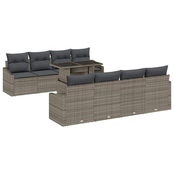 vidaXL Tuin Sofa Set met kussen 7 pcs Grijs poly rattan