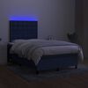 vidaXL Boxspring met matras en LED stof blauw 120x200 cm