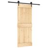 vidaXL Schuifdeur Naturel en Zwart 80 x 210 cm Massief Grenenhout