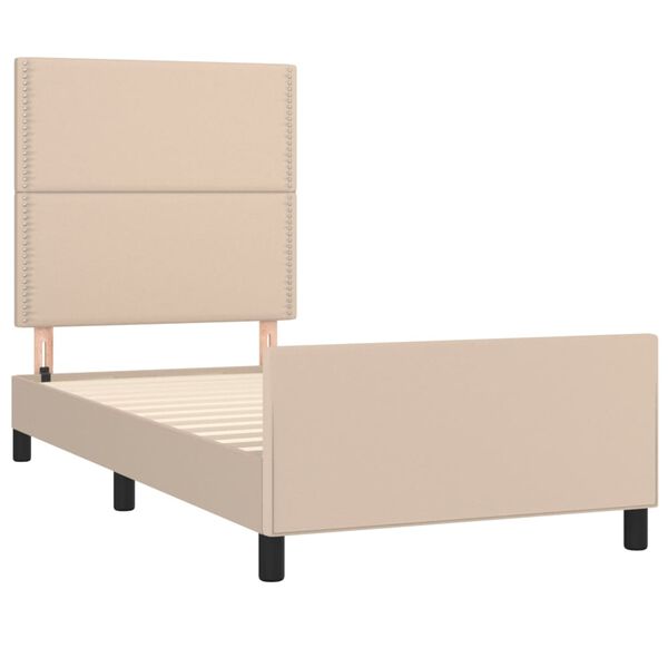 vidaXL Bedframe met hoofdbord kunstleer cappucinnokleurig 80x200 cm