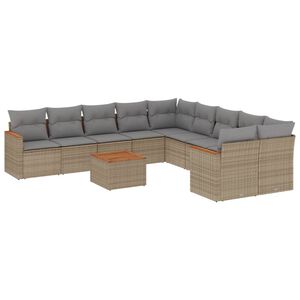 vidaXL Patio Sofa Set 10-zits Gemengd beige