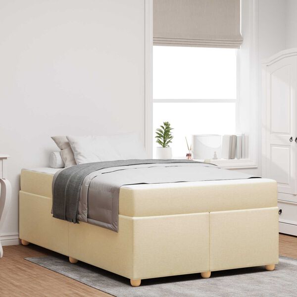 vidaXL Bedframe met matras Cr&egrave;me 120 x 190 cm Stof