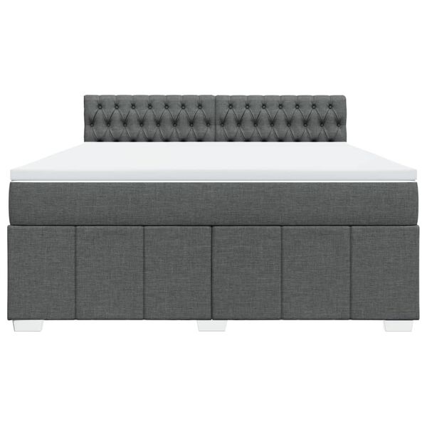 vidaXL Boxspring met matras stof donkergrijs 180x200 cm