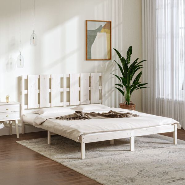 vidaXL Bedframe massief hout wit 150x200 cm