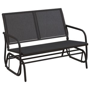 vidaXL Schuifbank tuin 120,5x76x86,5 cm textielfolie en staal zwart