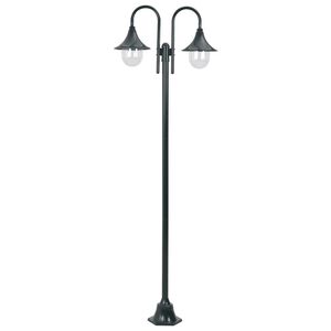 vidaXL Paalverlichting tuin E27 220 cm aluminium donkergroen 2-delig