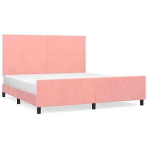 vidaXL Bedframe met hoofdeinde fluweel roze 180x200 cm