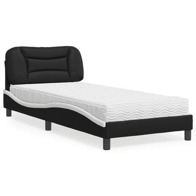 vidaXL Bed met matras kunstleer zwart en wit 80x200 cm