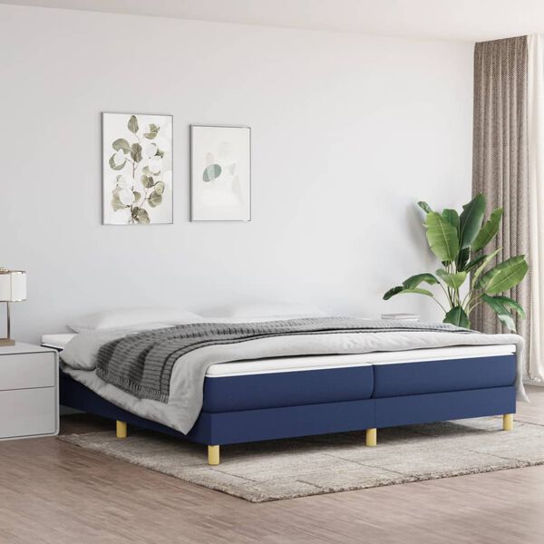 vidaXL Boxspring bed stof blauw 200x200 cm