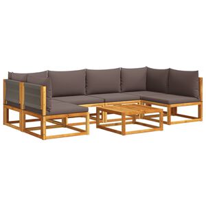 vidaXL 7-delige tuinbankset met kussens acaciahout & touw