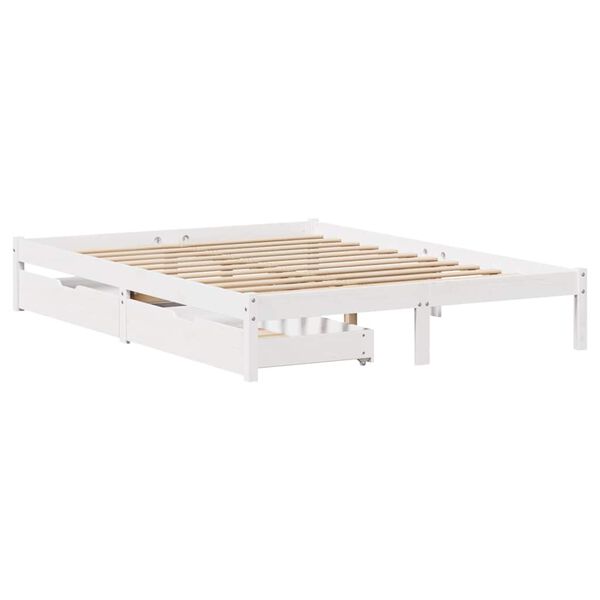 vidaXL Bedframe zonder matras massief grenenhout wit 160x200 cm