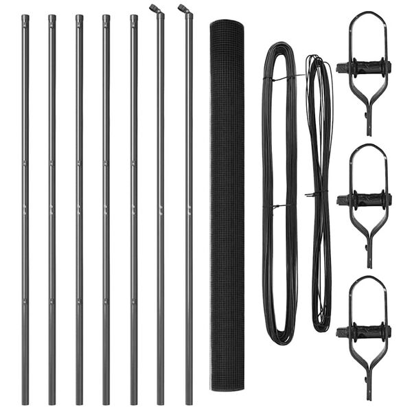 vidaXL Hecke met palen Grijs 1.5 x 10 m Staal