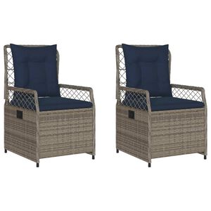 vidaXL Liggende tuinstoelen 2 stuks grijs polyrotan
