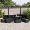 vidaXL Tuin Sofa Set met opslag 9 pcs Zwart Poly riet