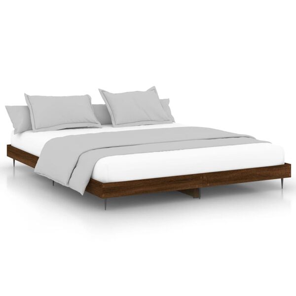vidaXL Bedframe zonder matras 200x200 cm spaanplaat bruin eikenkleurig