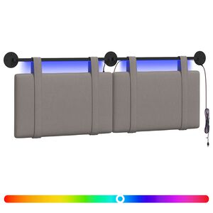 vidaXL Hangend hoofdbord Met LED-verlichting Taupe Stof