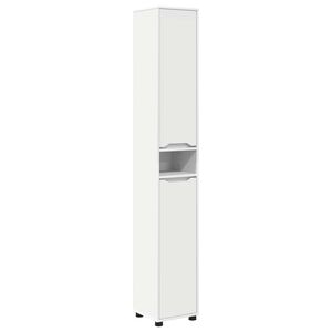 vidaXL Badkamer Kast met plank Wit 30,5 x 30 x 195 cm Bewerkt hout