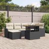 vidaXL Tuin Sofa Set met opslag 7 pcs Zwart Poly riet