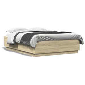 vidaXL Bedframe bewerkt hout sonoma eikenkleurig 140x200 cm