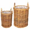 vidaXL Plantmand met opslag 2 pcs Bruin Kubu Rattan
