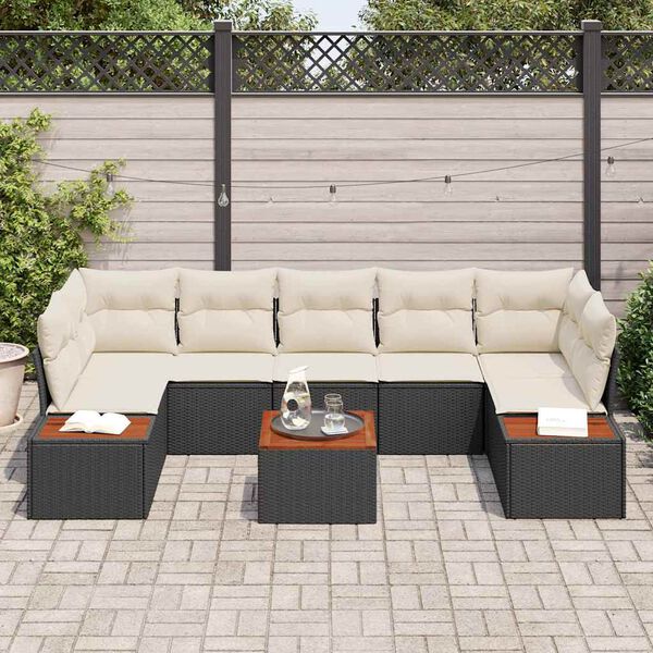 vidaXL Tuin Sofa Set met kussen met opslag 8 pcs Zwart Poly riet