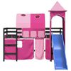 vidaXL Kinderhoogslaper met toren 80x200 cm massief grenenhout roze