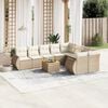 vidaXL 10-delige Loungeset met kussens poly rattan beige