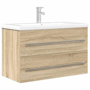 vidaXL 2-delige Badkamermeubelset bewerkt hout sonoma eikenkleurig