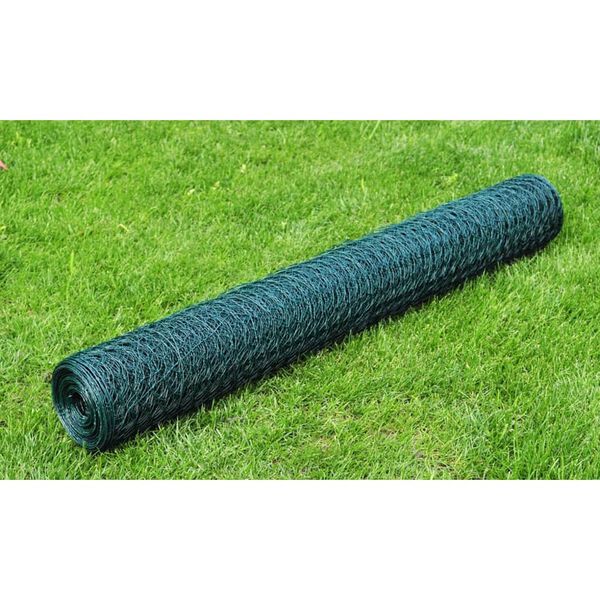vidaXL Kippengaas 25x0,75 m staal met PVC-coating groen