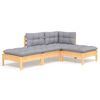 vidaXL 4-delige Loungeset met grijze kussens massief grenenhout