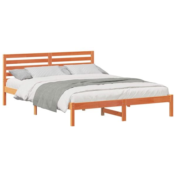 vidaXL Bedframe Wasbruin 160 x 220 cm Massief grenenhout