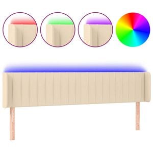 vidaXL Hoofdbord LED 203x16x78/88 cm stof cr&egrave;mekleurig