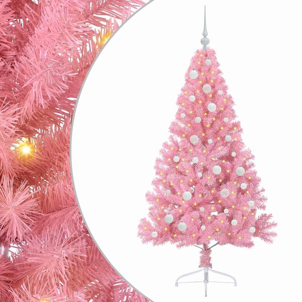 vidaXL Kunstmatig Voorverlicht Kerstboom met 150 LED Roze 150 cm PVC
