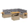 vidaXL 7-delige Loungeset met kussens poly rattan beige