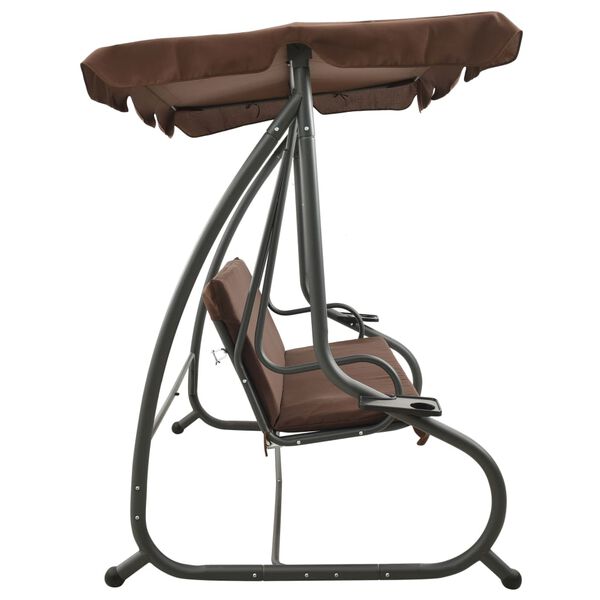 vidaXL Schommelbank voor buiten met luifel koffiekleurig