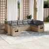 vidaXL 9-delige Loungeset met kussens poly rattan beige