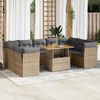 vidaXL 10-delige Loungeset met kussens poly rattan beige