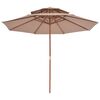vidaXL Parasol dubbeldekker met houten paal 270 cm taupe