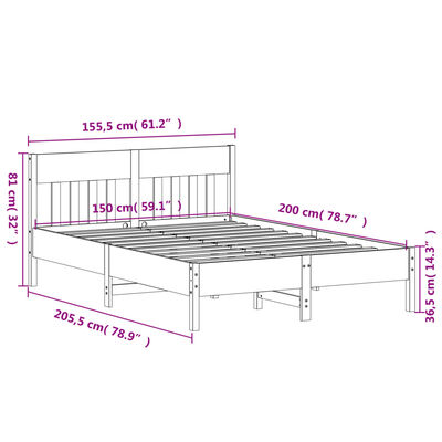 vidaXL Bedframe zonder matras massief grenenhout 150x200 cm