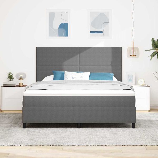 vidaXL LED Box Spring Bed Lichtgrijs en wit. 180 x 200 cm Katoen Stof