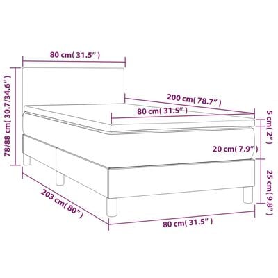 vidaXL Boxspring met matras fluweel donkergrijs 80x200 cm